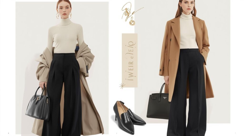 Men's Winter Wear 2025: Warm, Stylish and Effortlessly Cool pair this cream turtleneck with those black wide leg trousers as winter wear for an elevated clean vibe in winter