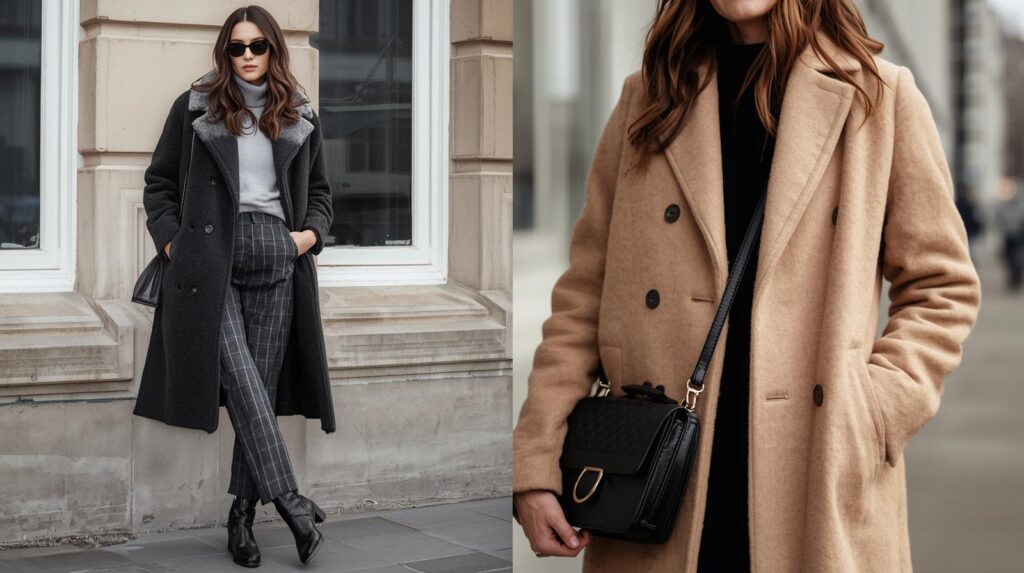 Men's Winter Wear 2025: Warm, Stylish and Effortlessly Cool `side by side comparison of thrifted winter outfit vs luxury winter look, both styled cleanly, showing how budget and designer pieces can look equally refined